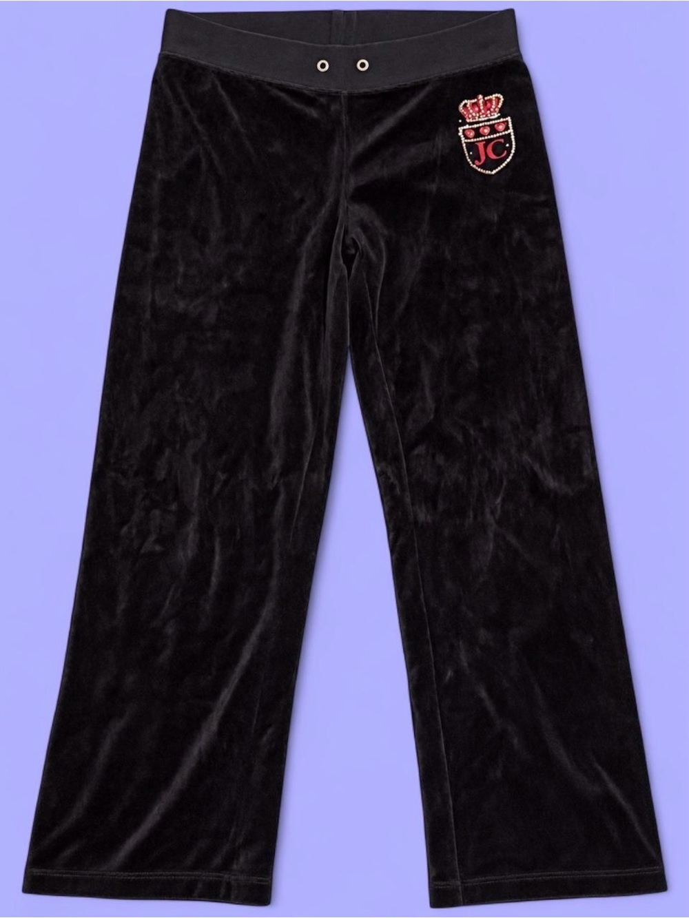 Juicy Couture Black Velour Lounge Pants with Crown Crest